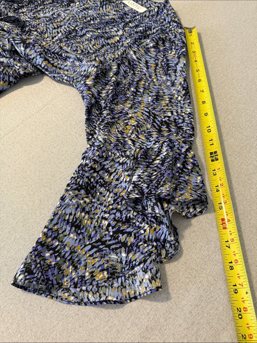 Kasper Women’s Blue Patterned Ruffle Sleeve Top SZXL - Picture 12 of 16
